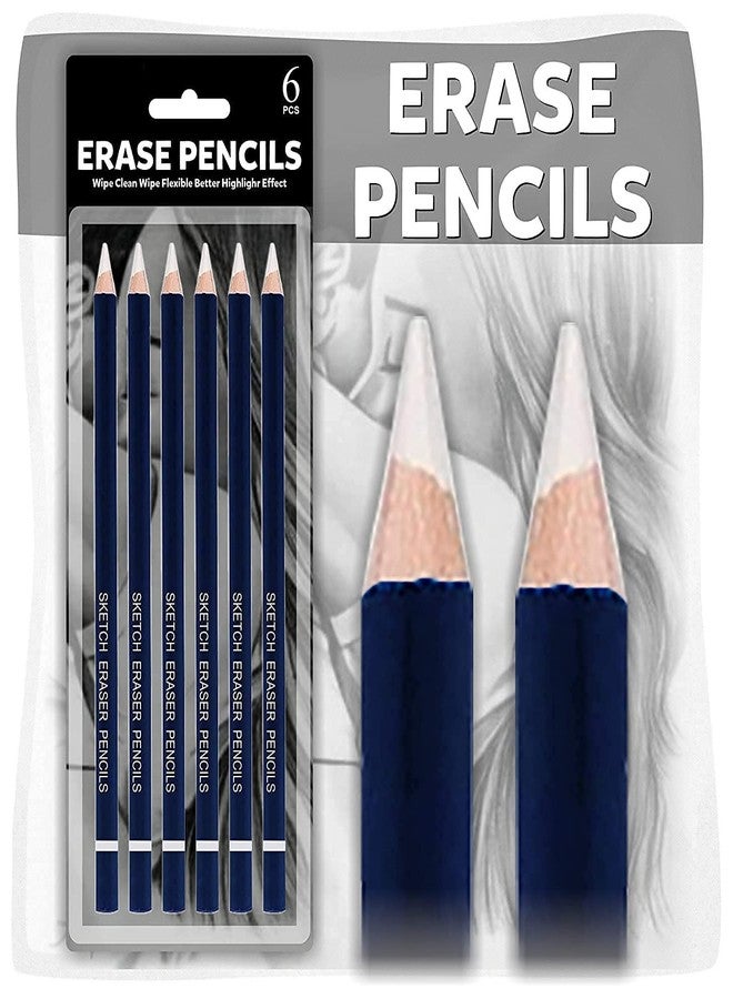 SCHUBERT Eraser Pencil for Artists Non-Toxic Eraser for Sketching Drawing Arts Graphics Designs - Set of 6, White - Image 1